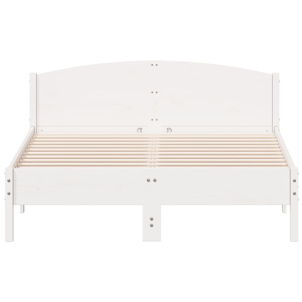 vidaXL Bed Frame | White | Solid Pine Wood, Plywood | King Size | Durable