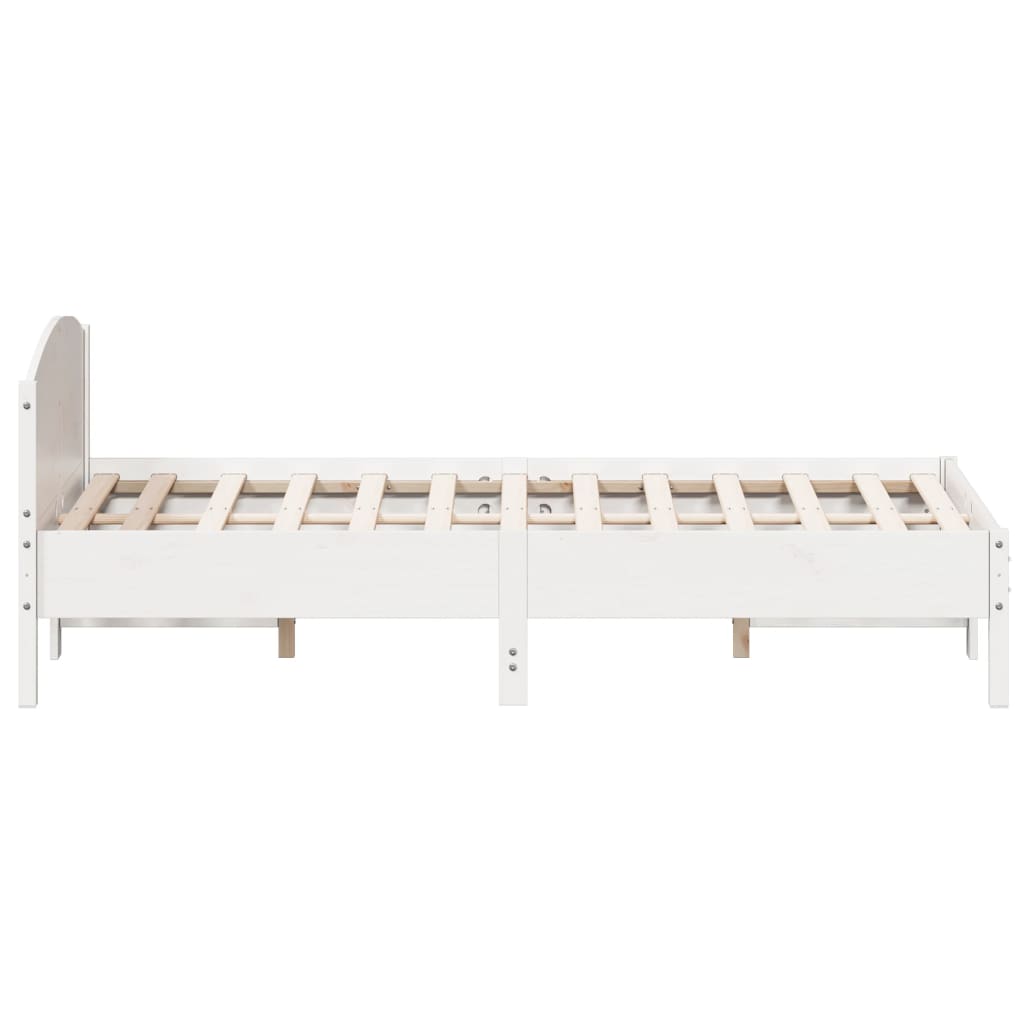 vidaXL Bed Frame | White | Solid Pine Wood, Plywood | King Size | Durable