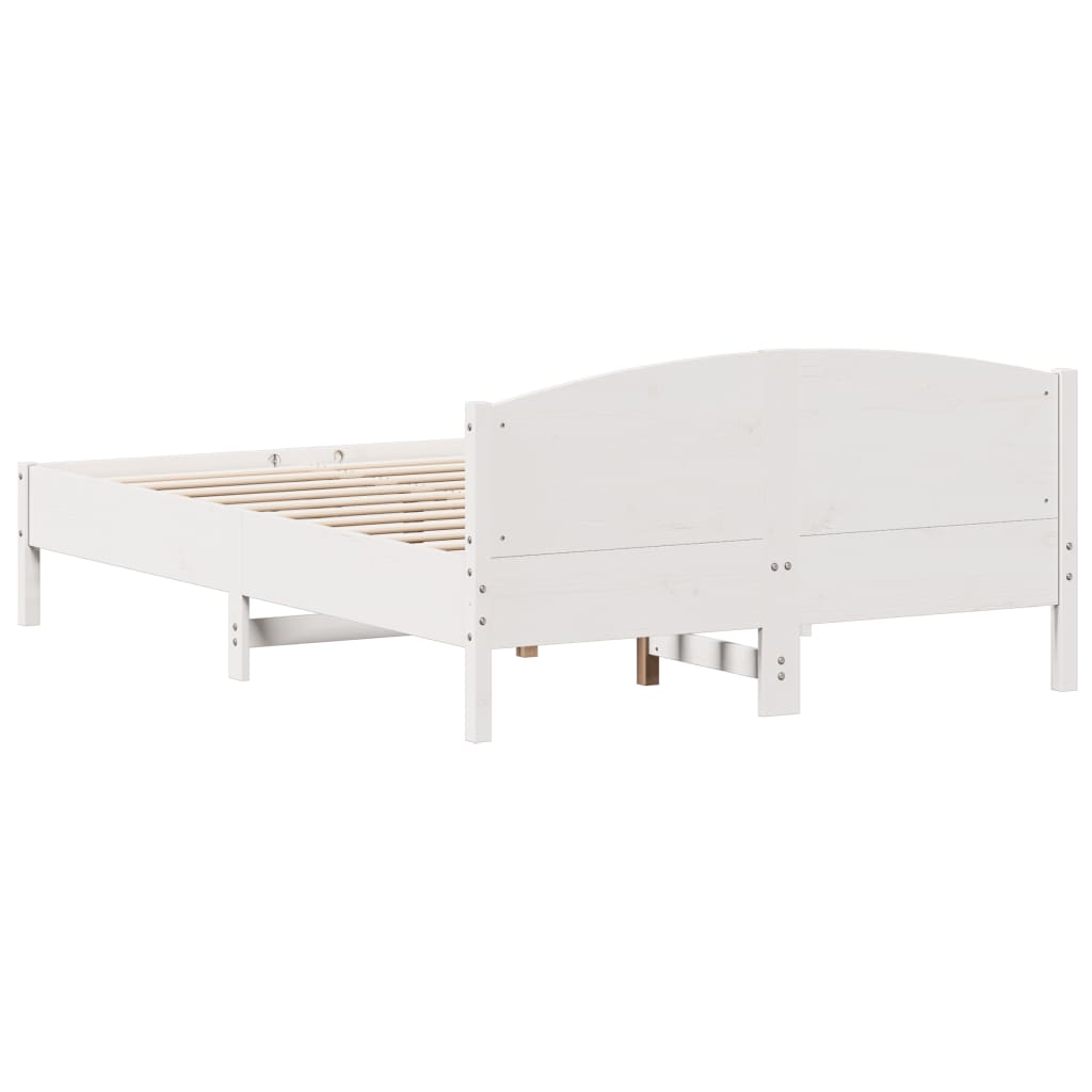 vidaXL Bed Frame | White | Solid Pine Wood, Plywood | King Size | Durable