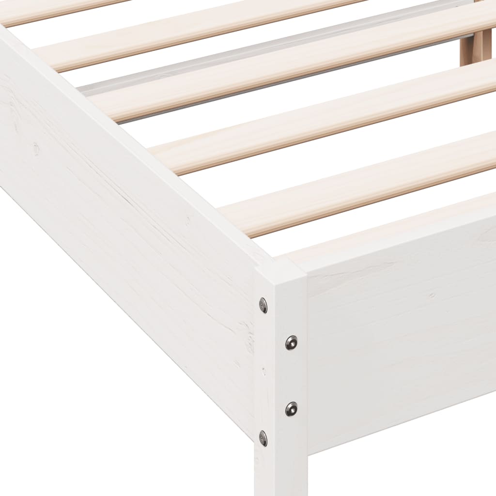 vidaXL Bed Frame | White | Solid Pine Wood, Plywood | King Size | Durable