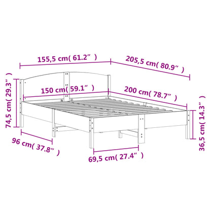 vidaXL Bed Frame | White | Solid Pine Wood, Plywood | King Size | Durable