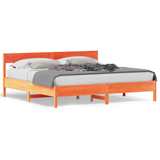 vidaXL Bed Frame without Mattress Wax Brown 200x200 cm Solid Wood Pine