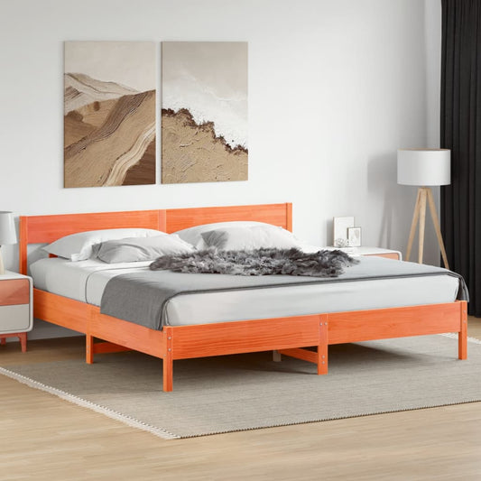 vidaXL Bed Frame without Mattress Wax Brown 200x200 cm Solid Wood Pine