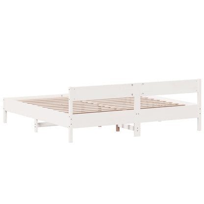vidaXL Bed Frame without Mattress White 200x200 cm Solid Wood Pine