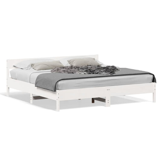 vidaXL Bed Frame without Mattress White 180x200 cm Super King Solid Wood Pine