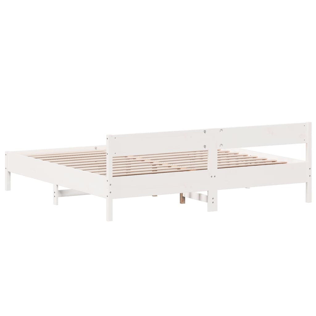 vidaXL Bed Frame without Mattress White 180x200 cm Super King Solid Wood Pine