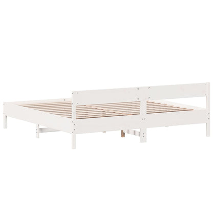 vidaXL Bed Frame without Mattress White 180x200 cm Super King Solid Wood Pine