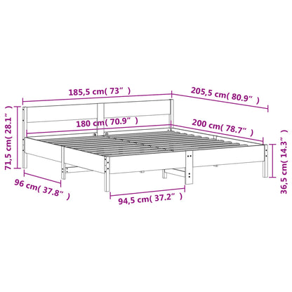 vidaXL Bed Frame without Mattress White 180x200 cm Super King Solid Wood Pine