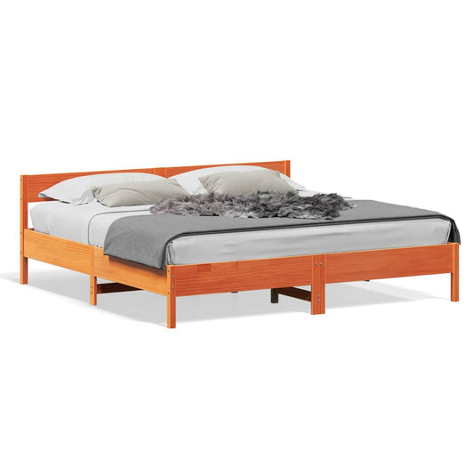 vidaXL Bed Frame without Mattress Wax Brown 180x200 cm Super King Solid Wood Pine
