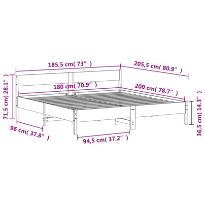 vidaXL Bed Frame without Mattress Wax Brown 180x200 cm Super King Solid Wood Pine