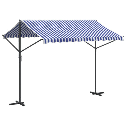 vidaXL Free Standing Awning Blue and White 300x300 cm Fabric and Steel