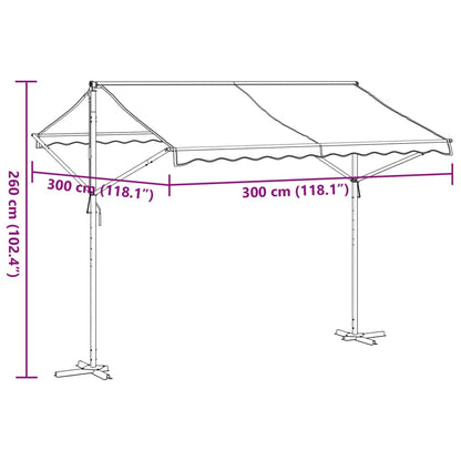 vidaXL Free Standing Awning Blue and White 300x300 cm Fabric and Steel