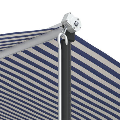 vidaXL Free Standing Awning Blue and White 500x300 cm Fabric and Steel