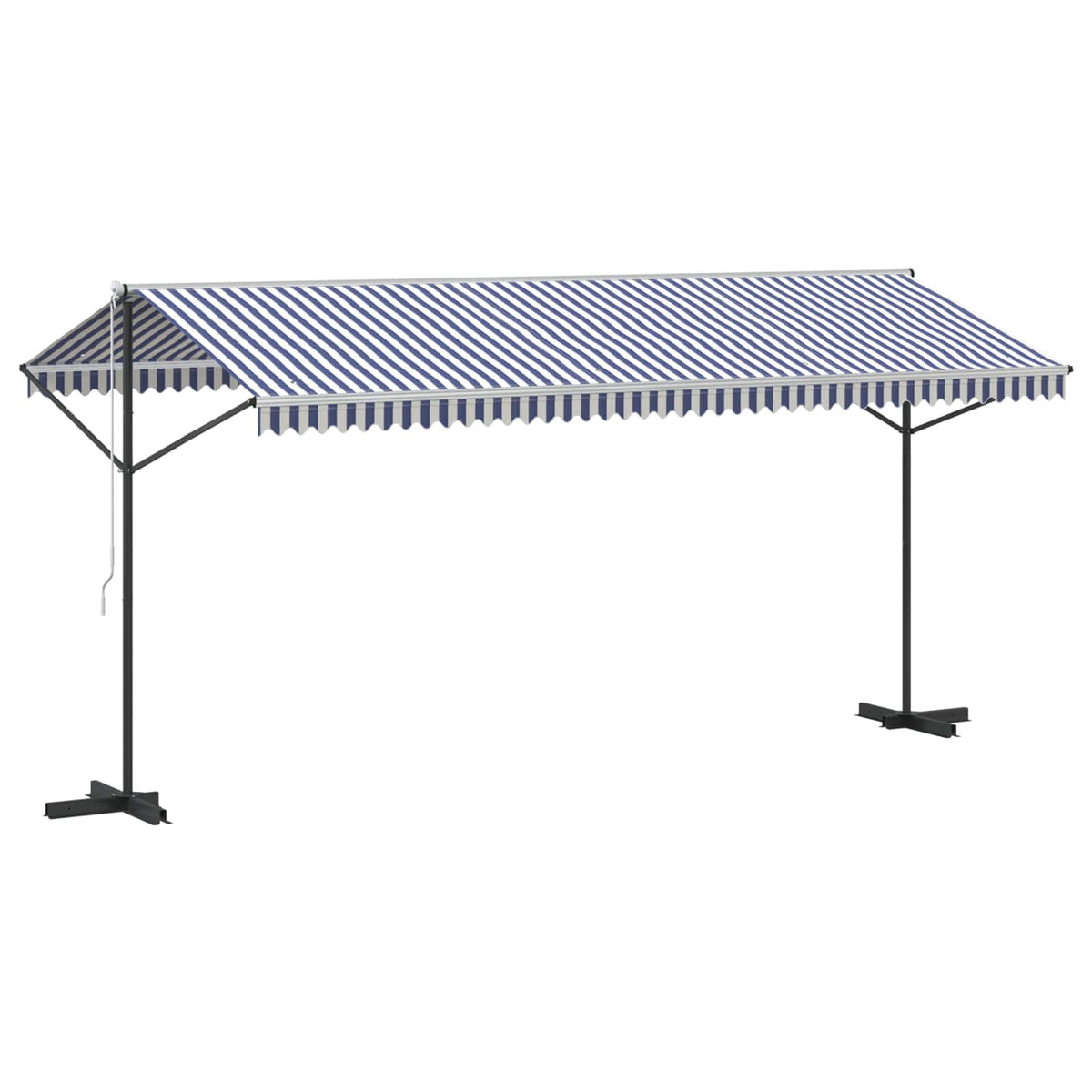 vidaXL Free Standing Awning Blue and White 500x300 cm Fabric and Steel