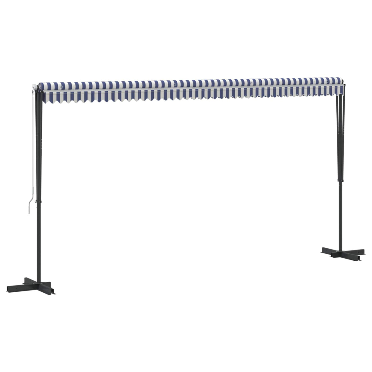vidaXL Free Standing Awning Blue and White 500x300 cm Fabric and Steel