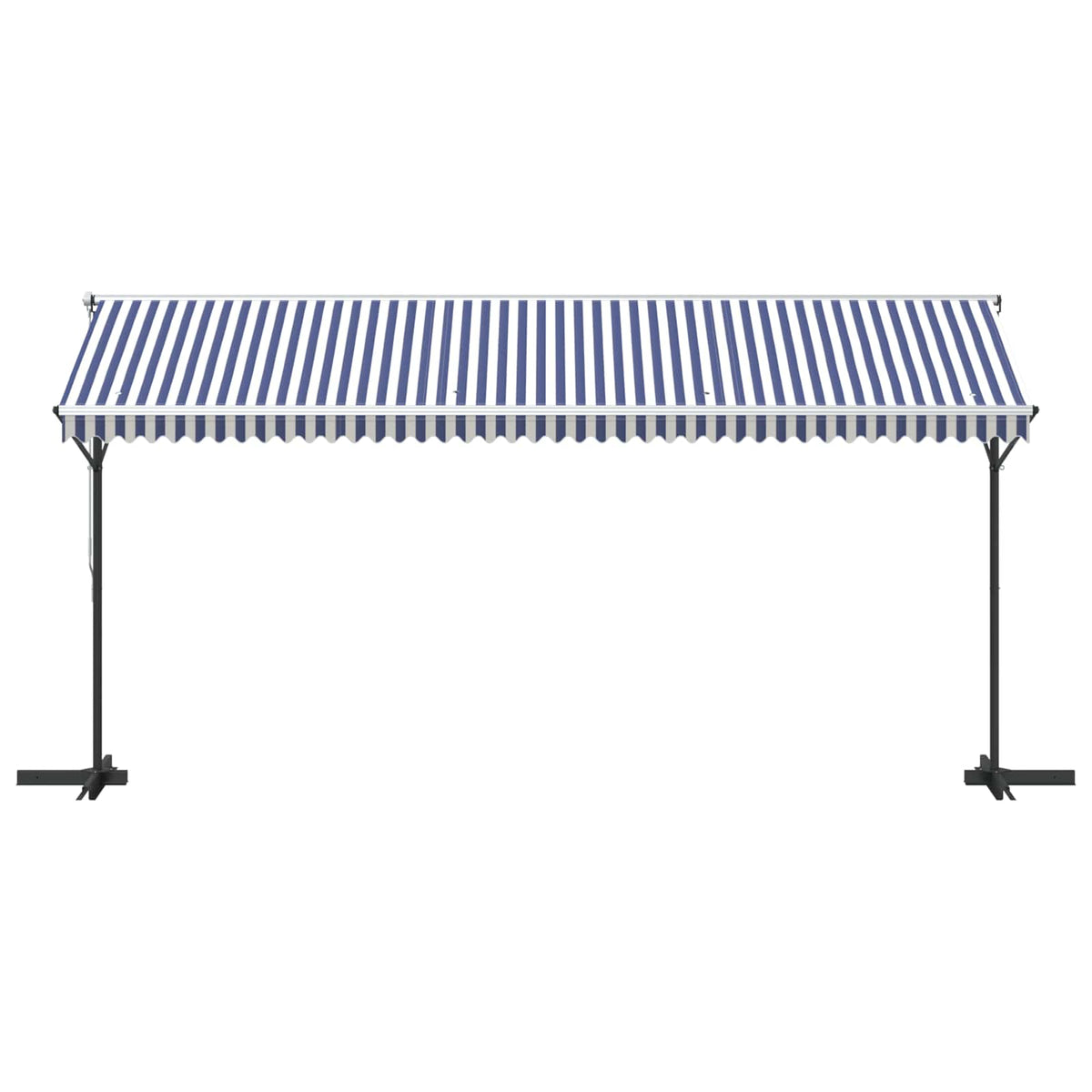 vidaXL Free Standing Awning Blue and White 500x300 cm Fabric and Steel