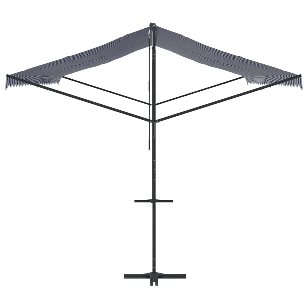 vidaXL Free Standing Awning Blue and White 600x300 cm Fabric and Steel