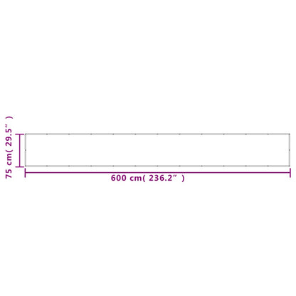 vidaXL Balcony Screen Light Grey 75x600 cm 100% Polyester Oxford
