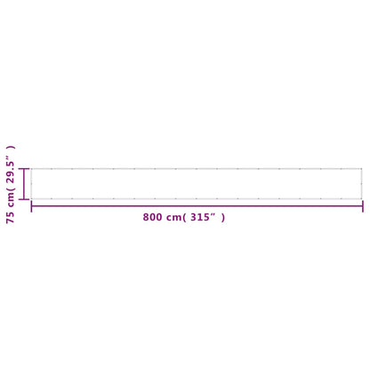 vidaXL Balcony Screen Light Grey 75x800 cm 100% Polyester Oxford