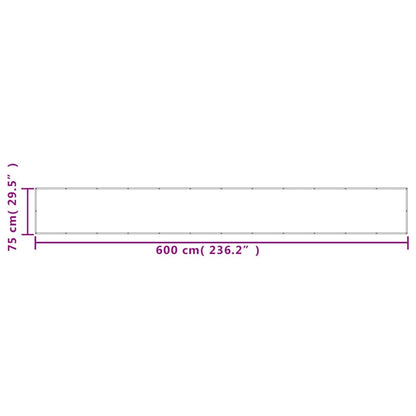 vidaXL Balcony Screen Sand 75x600 cm 100% Polyester Oxford