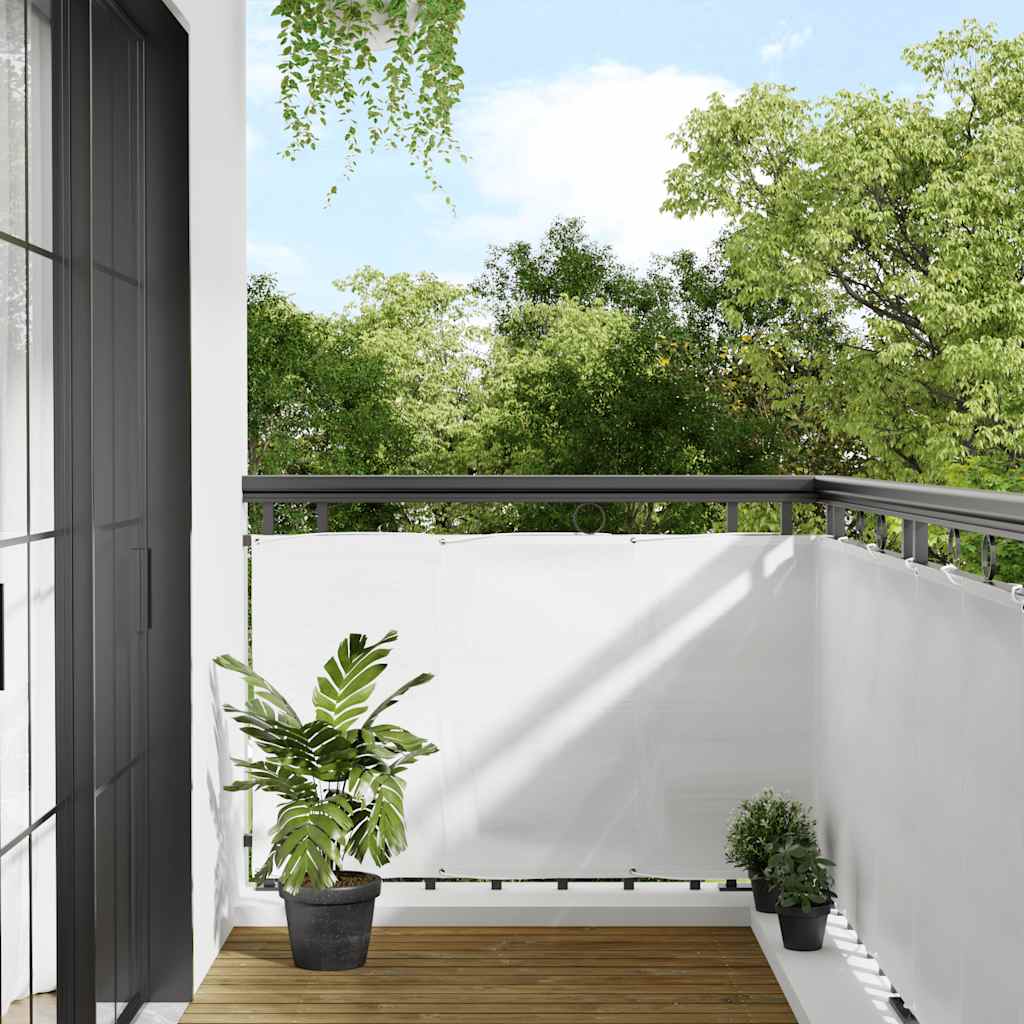 vidaXL Balcony Screen White 90x1000 cm 100% Polyester Oxford
