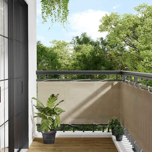 vidaXL Balcony Screen Beige 75x1000 cm 100% Polyester Oxford