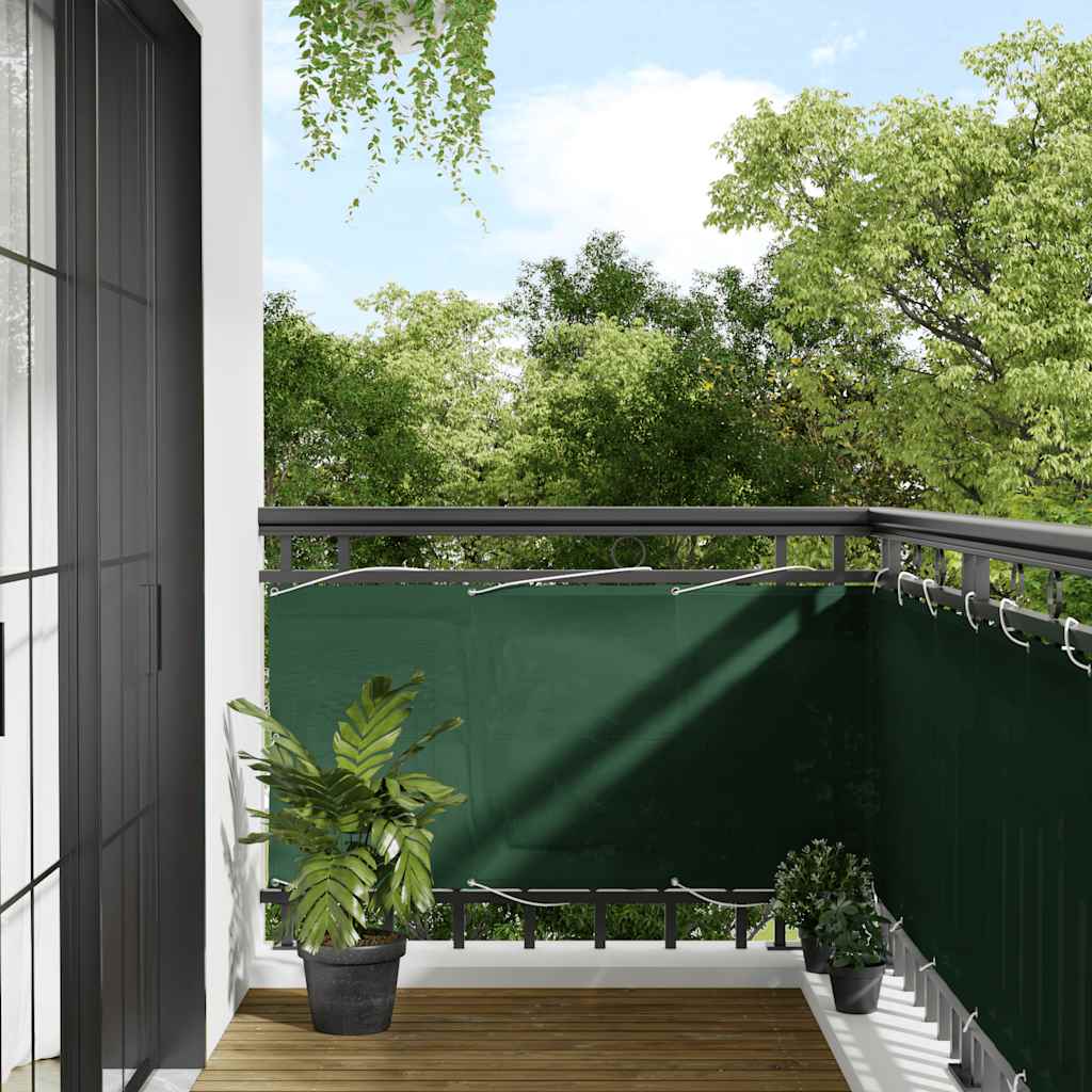 vidaXL Balcony Screen Dark Green 75x1000 cm 100% Polyester Oxford