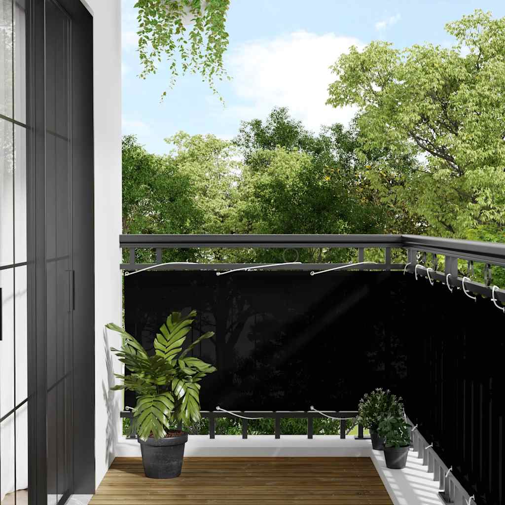 vidaXL Balcony Screen Black 75x800 cm 100% Polyester Oxford