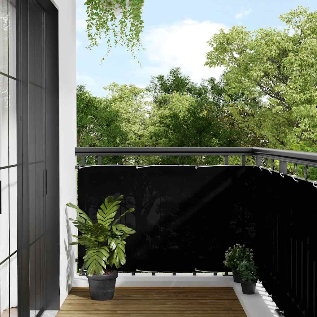 vidaXL Balcony Screen Black 90x700 cm 100% Polyester Oxford