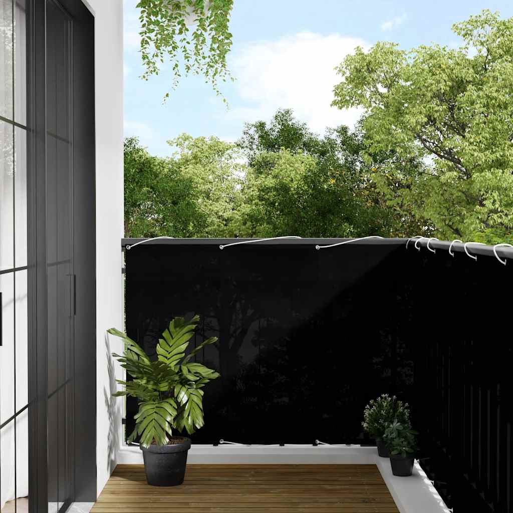vidaXL Balcony Screen Black 120x700 cm 100% Polyester Oxford