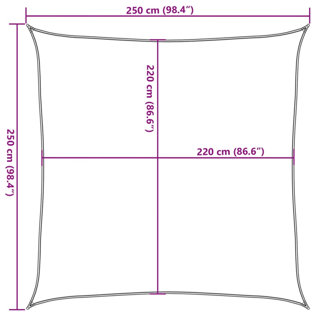vidaXL Sun Shade Sail Light Grey 2.5x2.5 m 100% Polyester Oxford