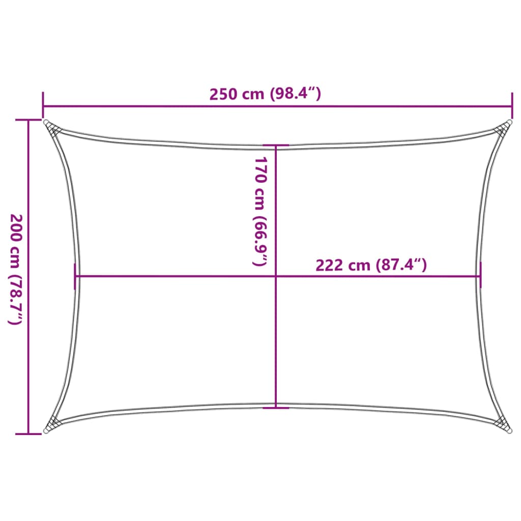 vidaXL Sun Shade Sail Light Grey 2.5x2 m 100% Polyester Oxford
