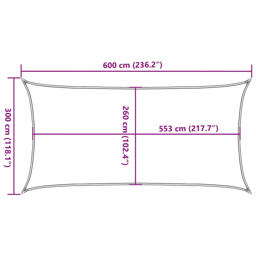 vidaXL Sun Shade Sail Light Grey 6x3 m 100% Polyester Oxford