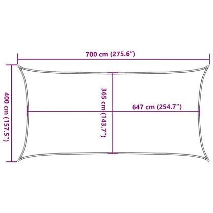 vidaXL Sun Shade Sail Light Grey 7x4 m 100% Polyester Oxford