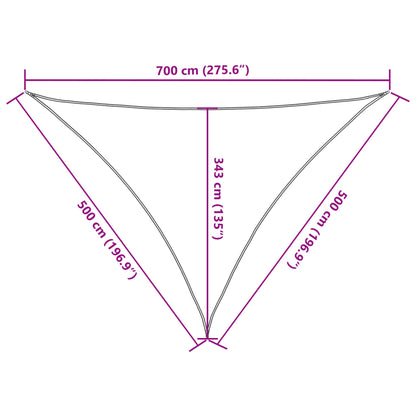 vidaXL Sun Shade Sail Light Grey 7x5x5 m 100% Polyester Oxford