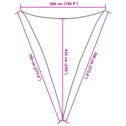 vidaXL Sun Shade Sail Light Grey 5x7x7 m 100% Polyester Oxford