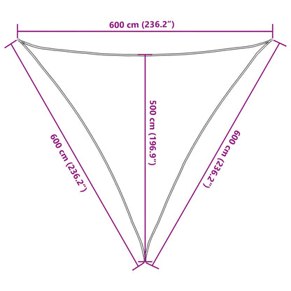 vidaXL Sun Shade Sail Light Grey 6x6x6 m 100% Polyester Oxford