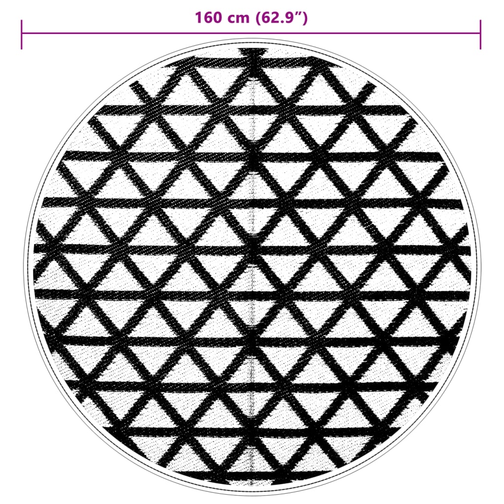 vidaXL Outdoor Carpet ARAKIL Black Ø160 cm PP