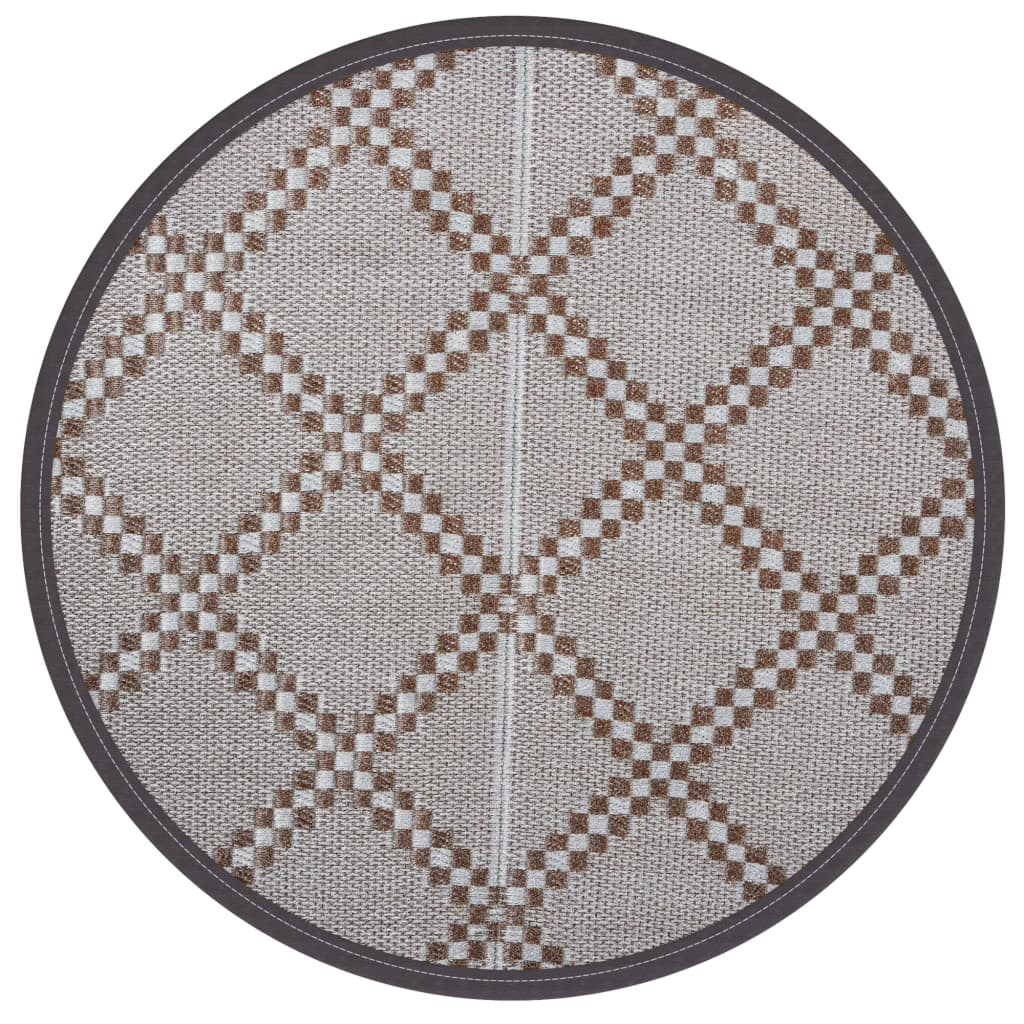 vidaXL Outdoor Carpet ARAKIL Brown Ø120 cm PP
