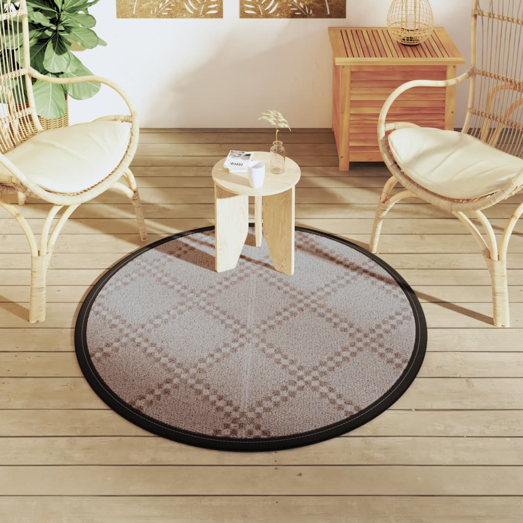 vidaXL Outdoor Carpet ARAKIL Brown Ø120 cm PP