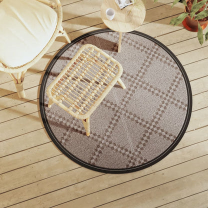 vidaXL Outdoor Carpet ARAKIL Brown Ø120 cm PP