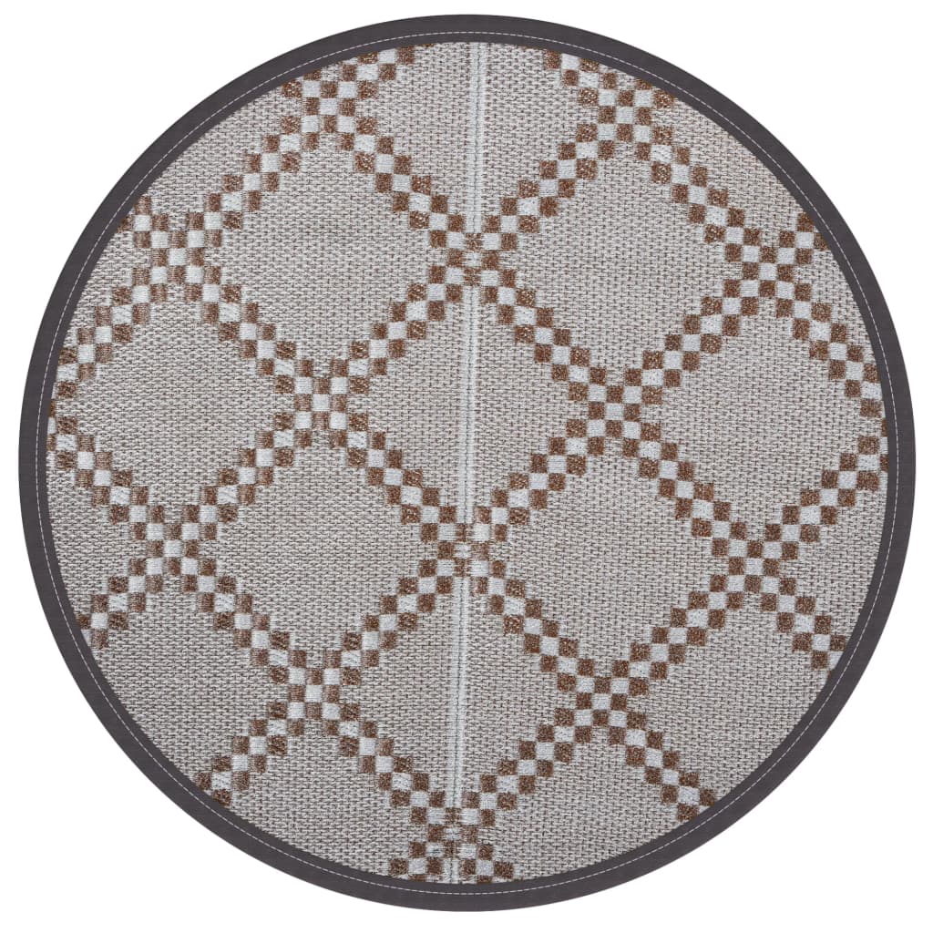 vidaXL Outdoor Carpet ARAKIL Brown Ø160 cm PP