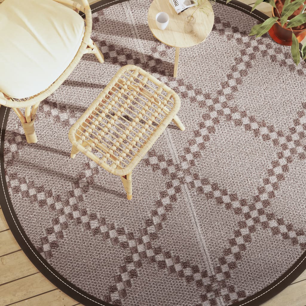 vidaXL Outdoor Carpet ARAKIL Brown Ø200 cm PP