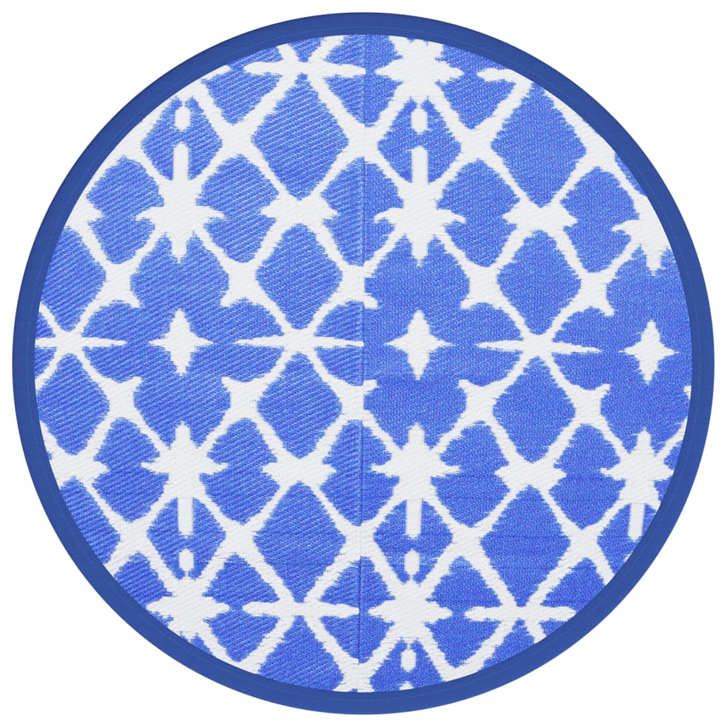 vidaXL Outdoor Carpet ARAKIL Blue and White Ø160 cm PP