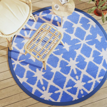 vidaXL Outdoor Carpet ARAKIL Blue and White Ø160 cm PP