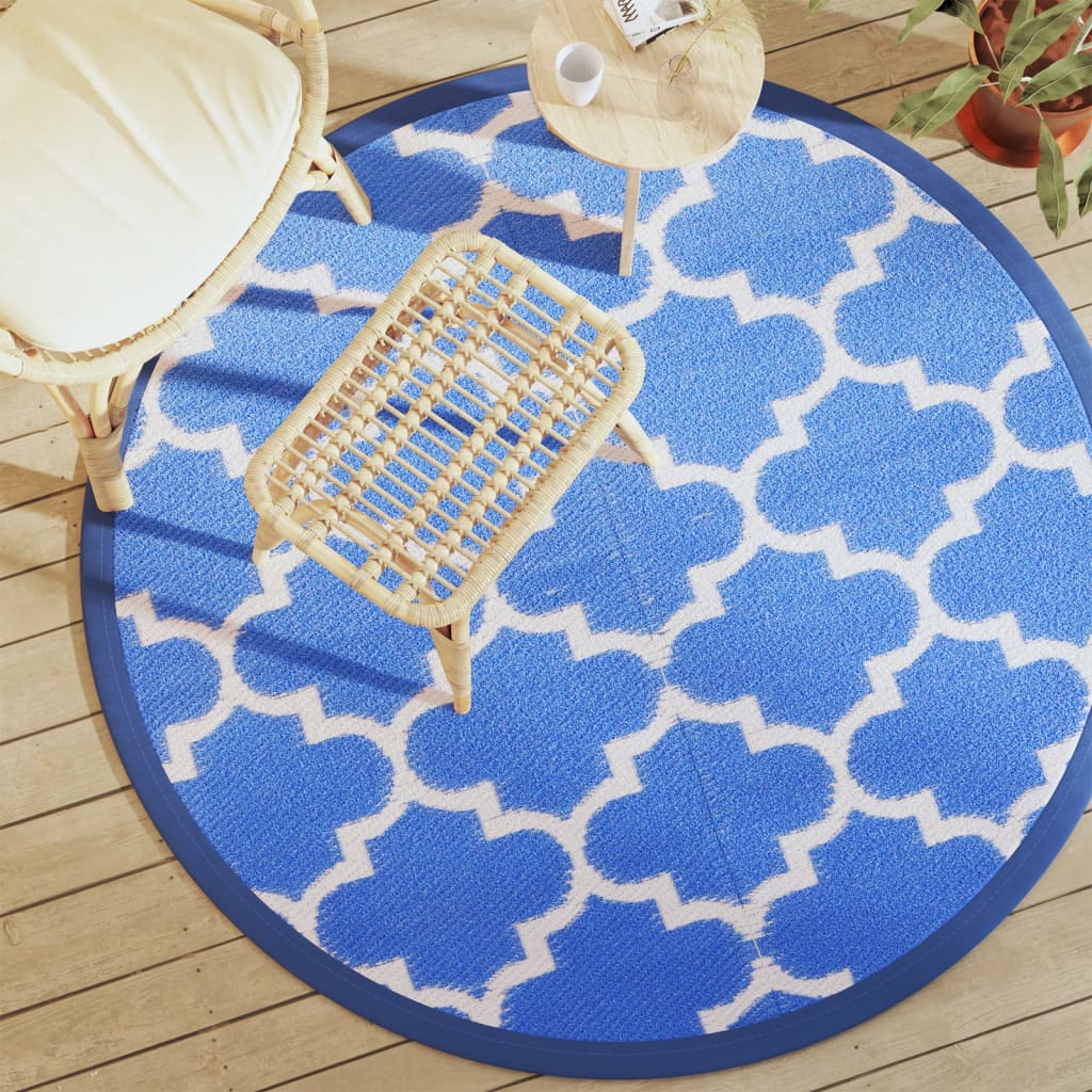 vidaXL Outdoor Carpet ARAKIL Blue Ø160 cm PP