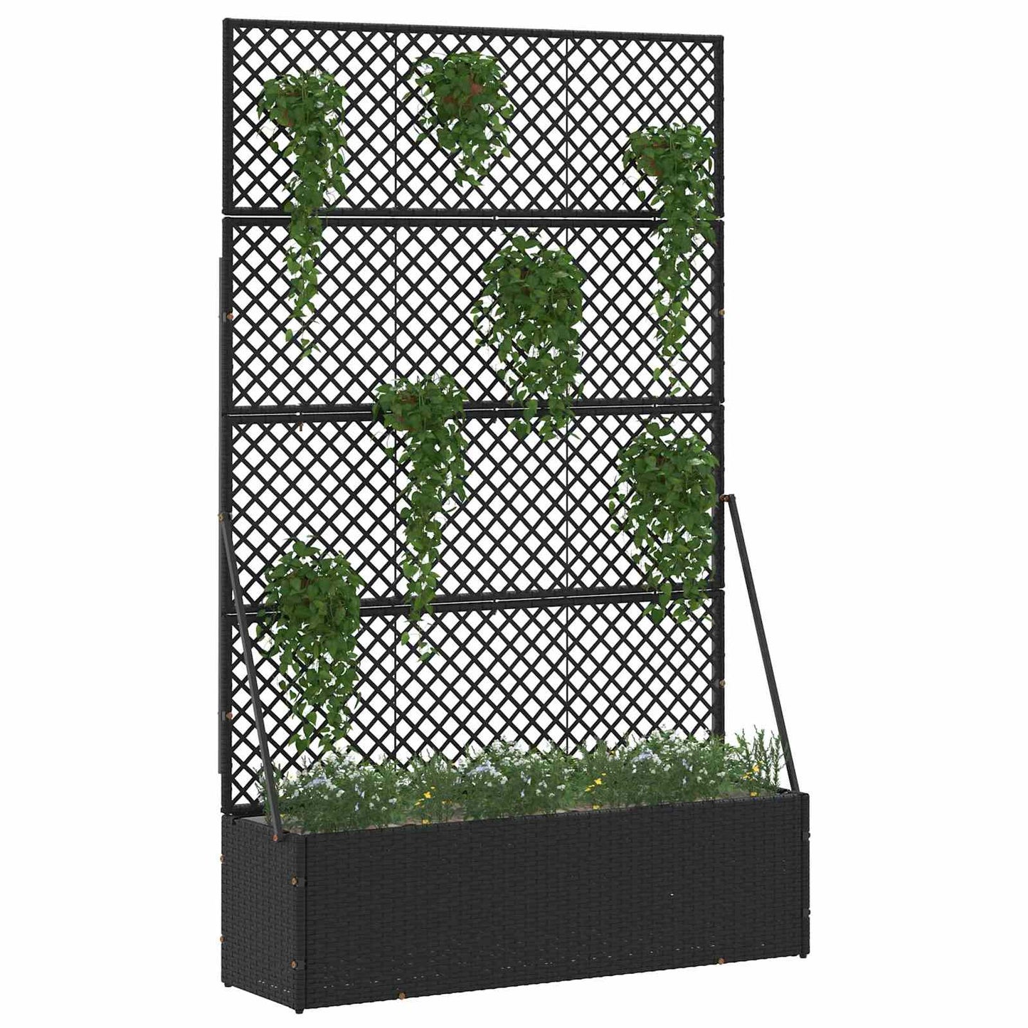 vidaXL Garden Trellis Planter Black 105 x 30 x 170 cm Metal