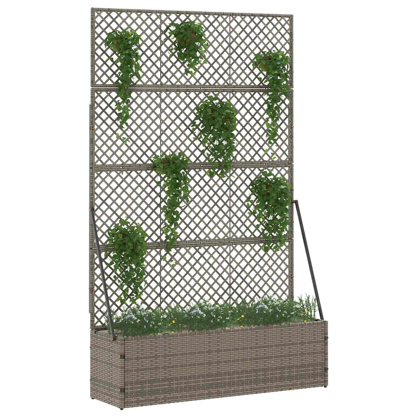 vidaXL Garden Trellis Planter Grey 105 x 30 x 170 cm Metal