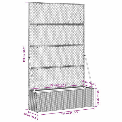vidaXL Garden Trellis Planter Grey 105 x 30 x 170 cm Metal