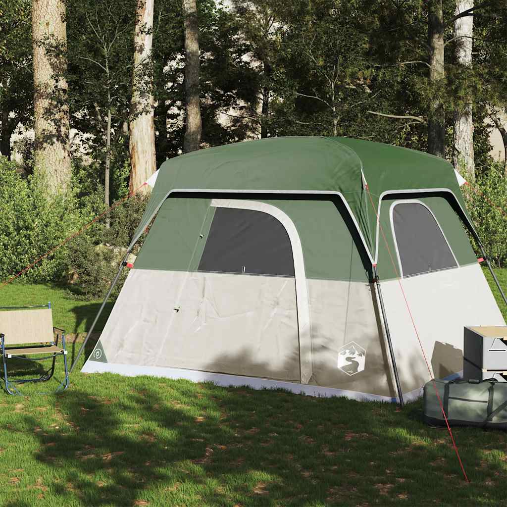 vidaXL Camping Tent Cabin 4-Person Green Waterproof